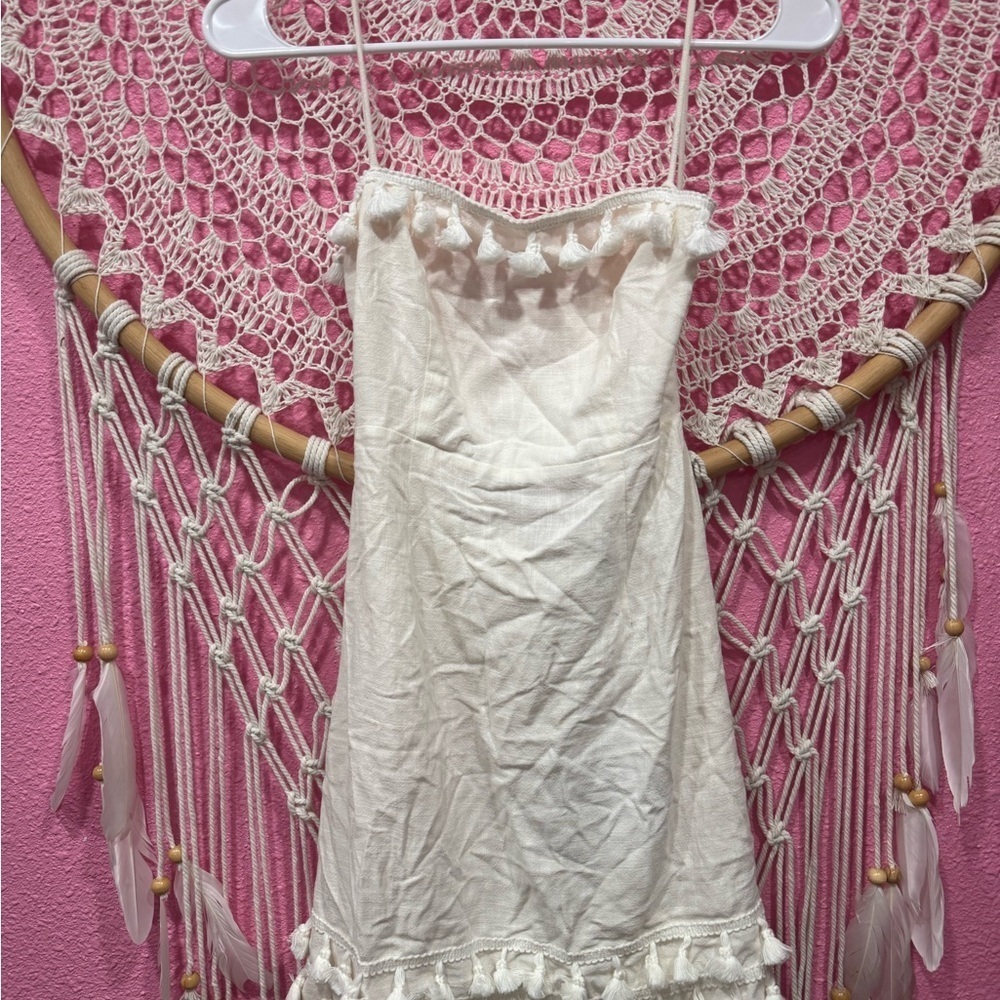 Princess Polly Cream Tassled Dress NWT
